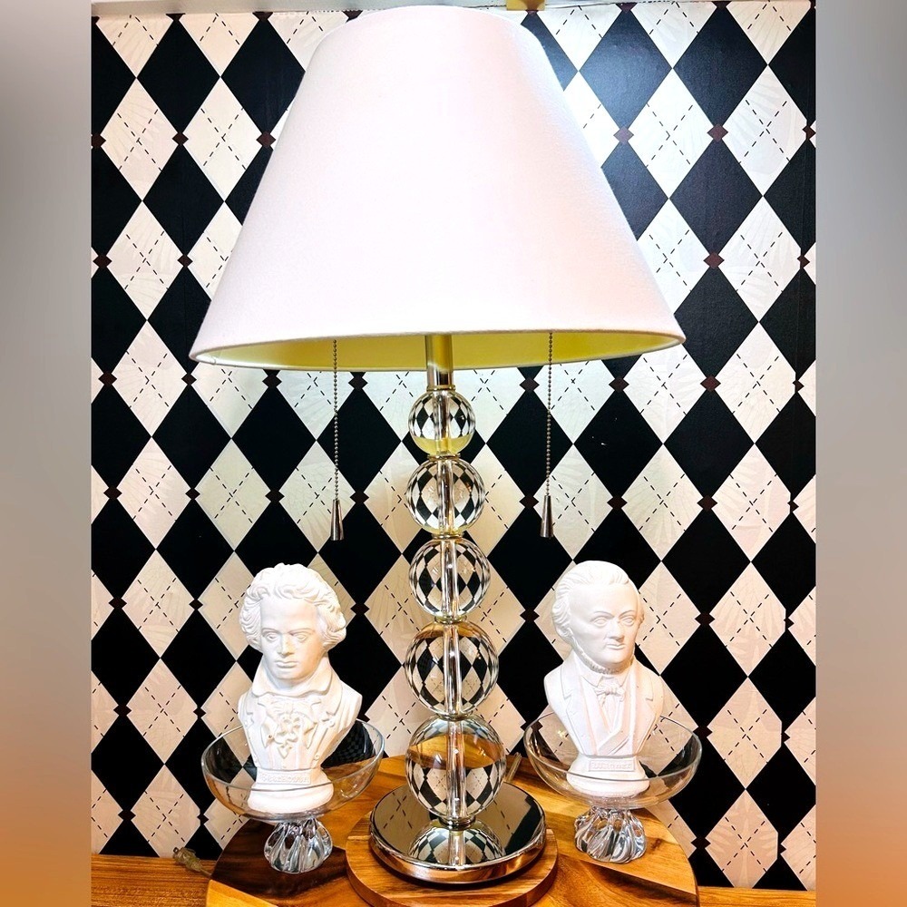 Heavy‎ Crystal Table Lamp Stacked Glass Orbs no Shade| Very Tall